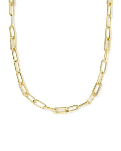 BELLA CHAIN NECKLACE - GOLD WHITE CZ
