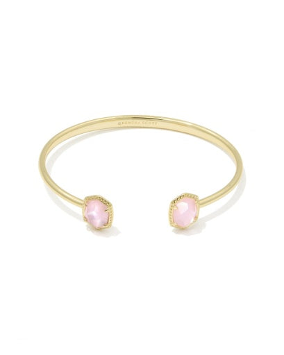 DAPHNE FRAME CUFF BRACELET - GOLD LIGHT PINK MOTHER OF PEARL S/M