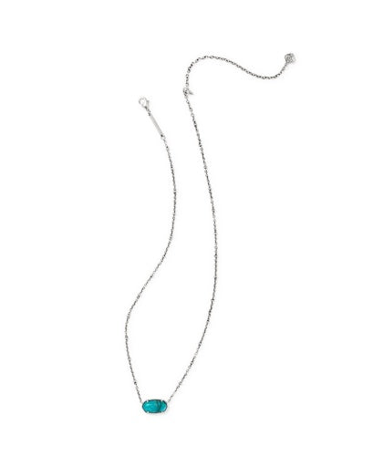 TIGER STRIPED ELISA SHORT PENDANT NECKLACE - VINTAGE SILVER BLUE MARBLE
