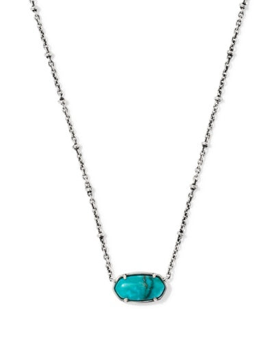 TIGER STRIPED ELISA SHORT PENDANT NECKLACE - VINTAGE SILVER BLUE MARBLE