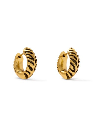 TIGER STRIPED MIKKI HUGGIE EARRINGS - VINTAGE GOLD