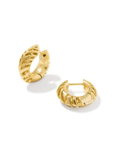 TIGER STRIPED MIKKI HUGGIE EARRINGS - GOLD
