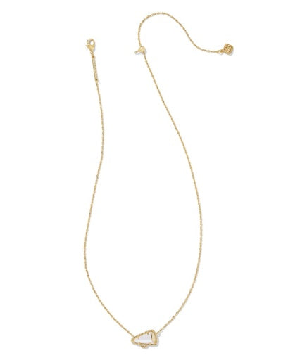 CHEER SHORT PENDANT NECKLACE - GOLD WHITE MOTHER OF PEARL