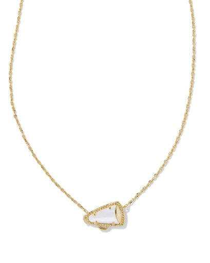 CHEER SHORT PENDANT NECKLACE - GOLD WHITE MOTHER OF PEARL