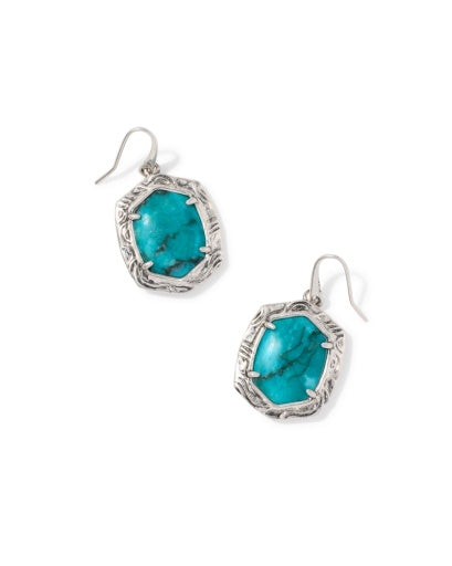TIGER STRIPED DAPHNE DROP EARRINGS - VINTAGE SILVER BLUE MARBLE