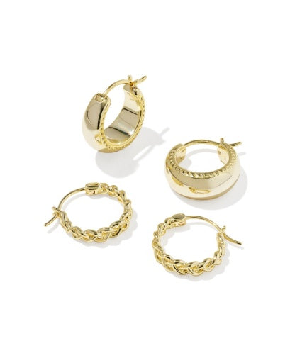 GABRIELLA SET OF HUGGIE EARRINGS - GOLD