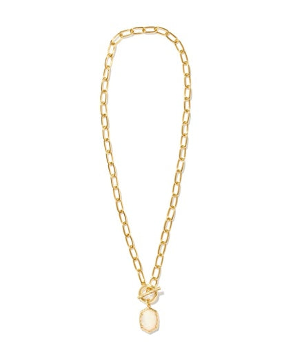 DAPHNE LINK AND CHAIN NECKLACE - GOLD IVORY MOTHER OF PEARL