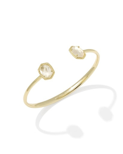 DAPHNE FRAME CUFF BRACELET - GOLD IVORY MOTHER OF PEARL S/M