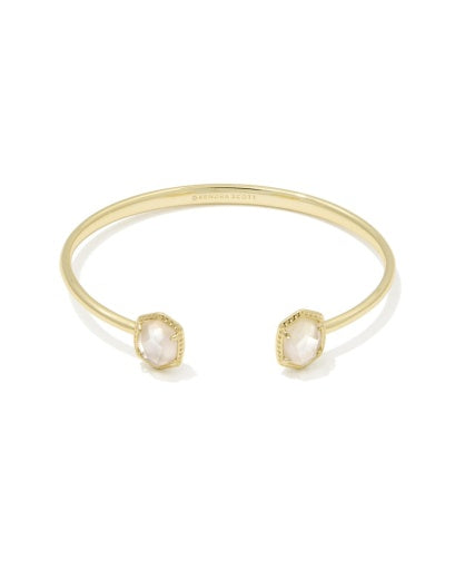 DAPHNE FRAME CUFF BRACELET - GOLD IVORY MOTHER OF PEARL S/M
