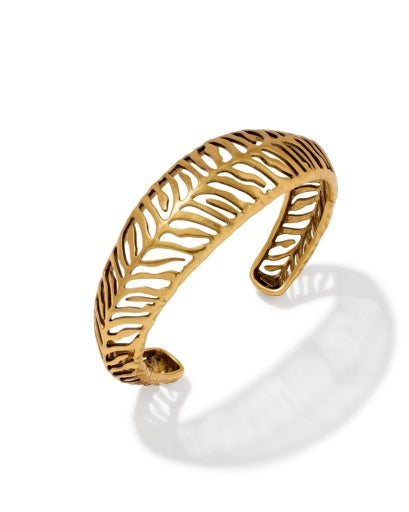 TIGER STRIPED MIKKI CUFF BRACELET - VINTAGE GOLD S/M