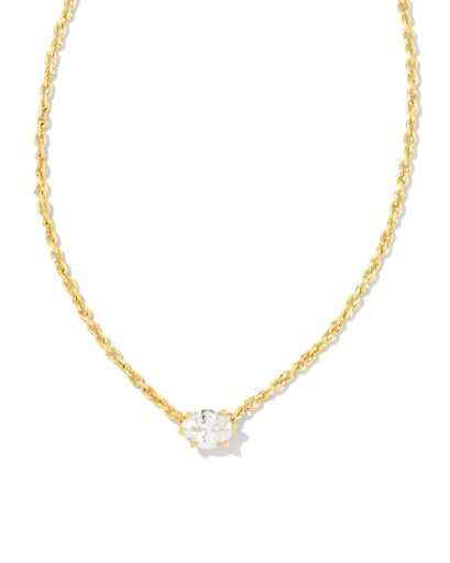CAILIN CRYSTAL PENDANT NECKLACE - GOLD METAL WHITE CZ