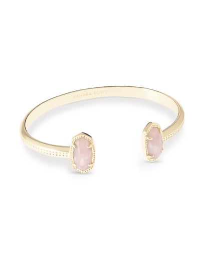 ELTON CUFF BRACELET - GOLD ROSE QUARTZ