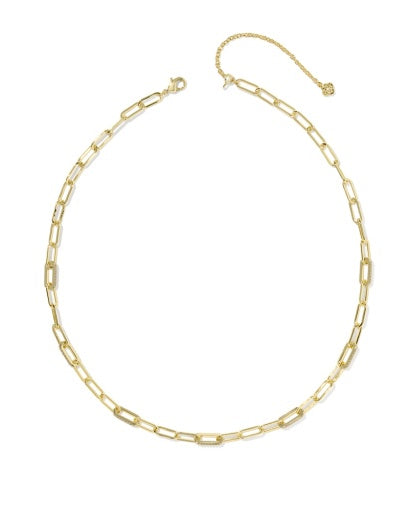 BELLA CHAIN NECKLACE - GOLD WHITE CZ