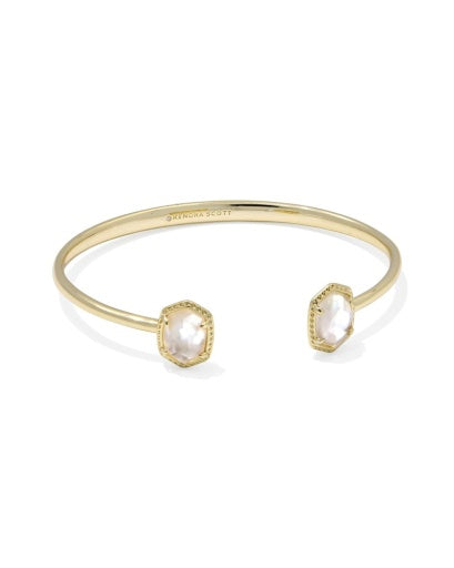 DAPHNE FRAME CUFF BRACELET - GOLD IVORY MOTHER OF PEARL S/M