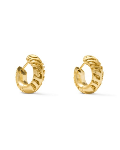 TIGER STRIPED MIKKI HUGGIE EARRINGS - GOLD
