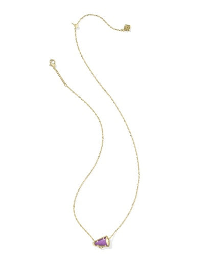 CHEER SHORT PENDANT NECKLACE - GOLD PURPLE MOTHER OF PEARL