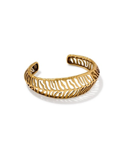 TIGER STRIPED MIKKI CUFF BRACELET - VINTAGE GOLD S/M