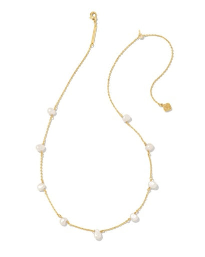 LEIGHTON PEARL STRAND NECKLACE - GOLD WHITE PEARL