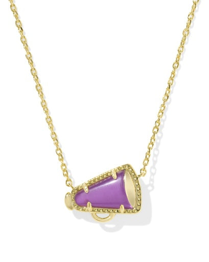 CHEER SHORT PENDANT NECKLACE - GOLD PURPLE MOTHER OF PEARL