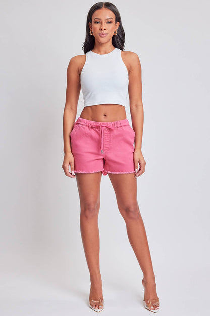 Barberry Pink Frayed Hem Pull-on Shorts